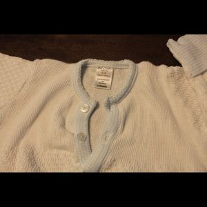 Long-Sleeved Blue and White Gown by Paty, Inc. 3mo